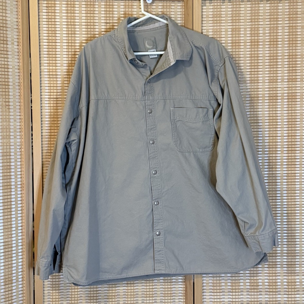 Marlboro Mens 2X Shirt Metal Button Sun Moon Label Outdoors Activewear Tan